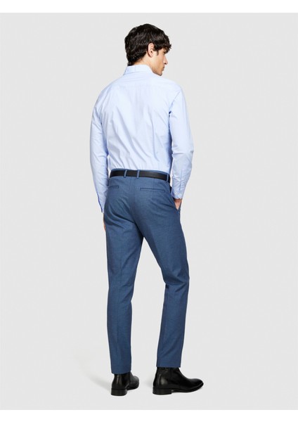 Sisley Streç Pamuklu Dar Kesim Gömlek Erkek Mavi Gömlek - 324P5CNX5QL19