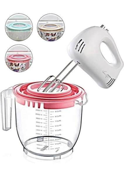 Büro Ev Ofis Mutfağı Için 2,4lt Sıçratmaz Kapaklı Şeffaf Mikser Karıştırma Kabı modelleri