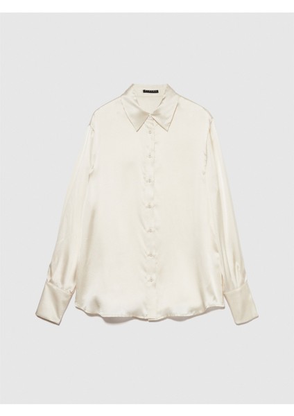 Sisley %100 Ipek Arkası Uzun Regular Fit Gömlek Kadın Bej Gömlek - 324P5Q6WLQ05E fırsatları