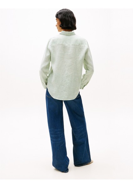 Ess Lınen Relaxed Shırt Kadın Yeşil Gömlek - WW0WW44679 fırsatları