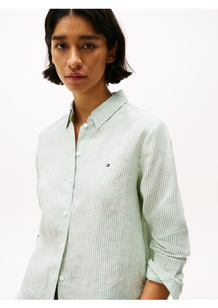 Ess Lınen Relaxed Shırt Kadın Yeşil Gömlek - WW0WW44679 indirimleri