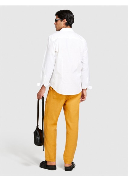 Keten Pamuk Karışımlı Slim Fit Gömlek Erkek Beyaz Gömlek - 324P59A2SQ03G