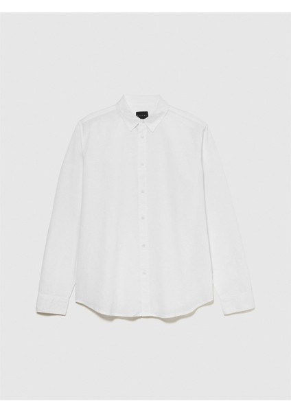 Keten Pamuk Karışımlı Slim Fit Gömlek Erkek Beyaz Gömlek - 324P59A2SQ03G modelleri