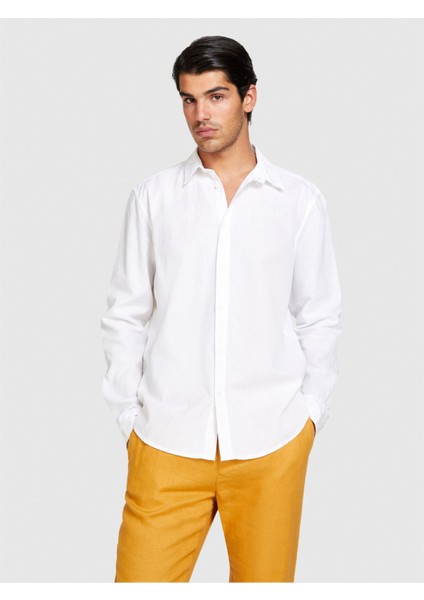 Keten Pamuk Karışımlı Slim Fit Gömlek Erkek Beyaz Gömlek - 324P59A2SQ03G fırsatları