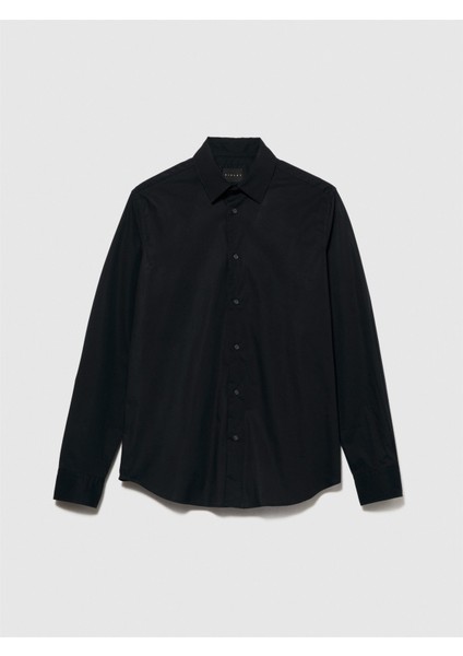 Slim Fit Esnek Koton Gömlek Erkek Siyah Gömlek - 323A5CNX5QL19 fiyatları