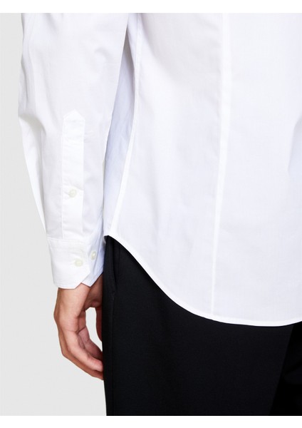 Slim Fit Esnek Koton Gömlek Erkek Beyaz Gömlek - 323A5CNX5QL19