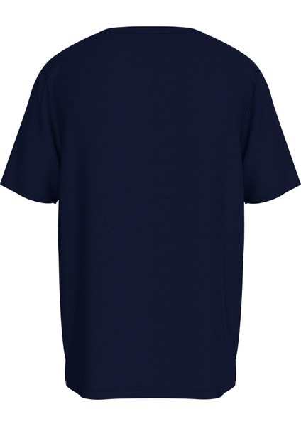 Crew Neck Slub Tee Erkek Mavi T-Shirt - UM0UM03527