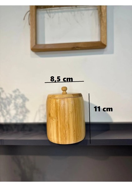 Büro Ev Ofis Mutfağı Için 11X8CM Tekli Ahşap Bambu Kavanoz Saklama Kabı