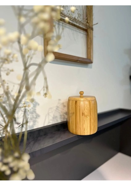 Büro Ev Ofis Mutfağı Için 11X8CM Tekli Ahşap Bambu Kavanoz Saklama Kabı modelleri