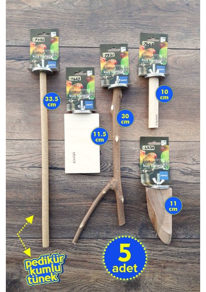 Venty 5 Adet Papağan Tüneği Seti - Kumlu Zımpara Tünek - Stant Tünek - Dal Tünek | Muhabbet, Sevda, Forpus, Cennet - M450