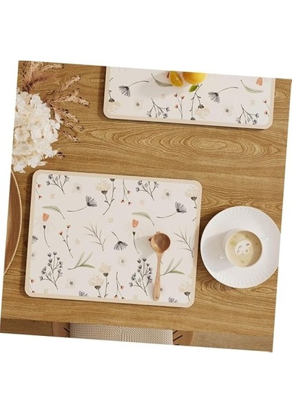 Büro Ev Ofis Sofra Keyfi İçin Tekli 40X30 cm Çiçekli Kaymaz Amerikan Servisi Matı