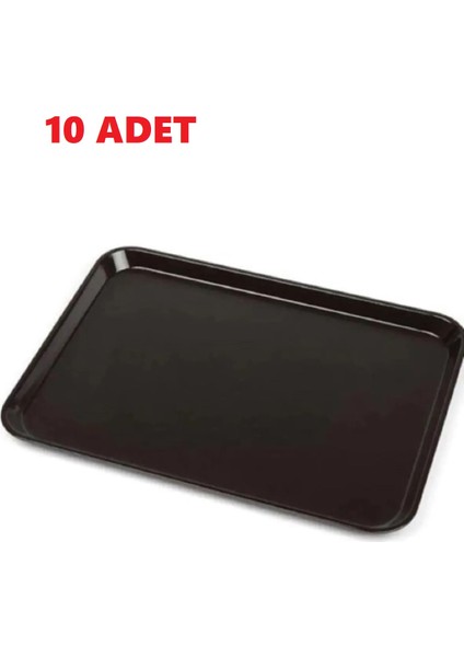 Büro Ev Ofis Yazlık İçin 10 Adet 36X26 cm Mini Sert Plastik Kahverengi Servis Ikram Tepsisi Seti fiyatları