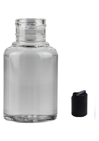 60 ml Pet Şeffaf Şişe Disctop Kapak, 24 Adet, Dezenfektan Şişesi, Kozmetik Şişe, Şampuan Şişesi