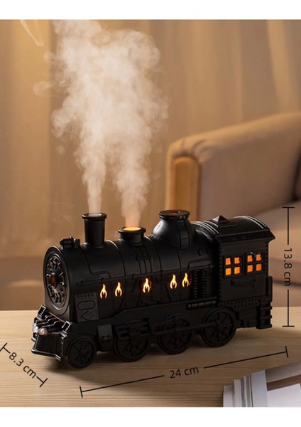 Tren Şeklinde Buharlı Oda Hava Nemlendirici Işık Buhar Makinesi Kumandalı
