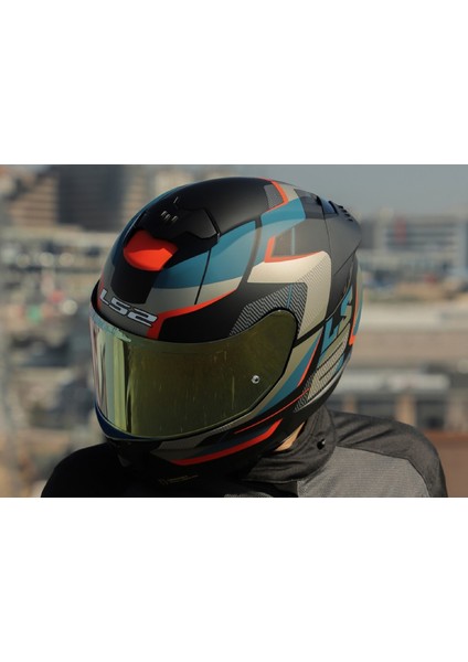 Stream 2 Road Mat Siyah-Gri Kapalı Motosiklet Kaskı Gold Camlı