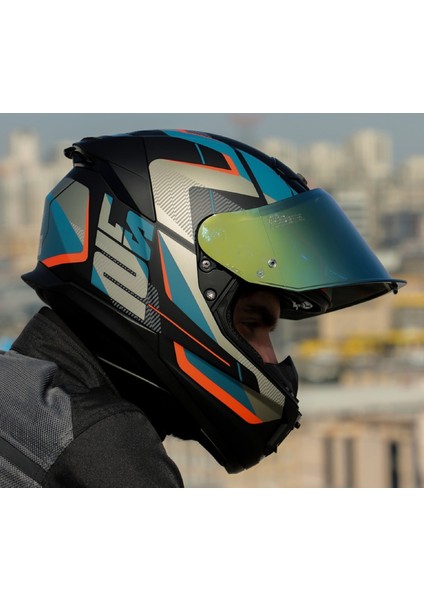 Stream 2 Road Mat Siyah-Gri Kapalı Motosiklet Kaskı Gold Camlı modelleri