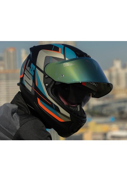 Stream 2 Road Mat Siyah-Gri Kapalı Motosiklet Kaskı Gold Camlı fırsatları