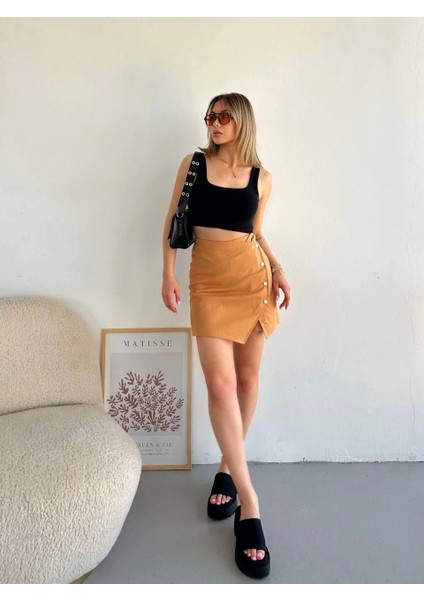 Dört Çıtçıtlı Gabardin Şort Etek S249001