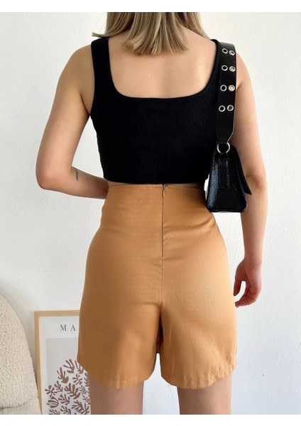 Dört Çıtçıtlı Gabardin Şort Etek S249001