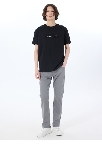 Bisiklet Yaka Baskılı Siyah Erkek T-Shirt M5SM-TST1290