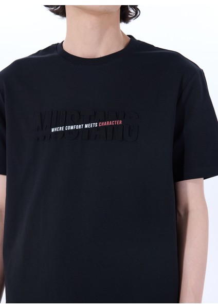 Bisiklet Yaka Baskılı Siyah Erkek T-Shirt M5SM-TST1290