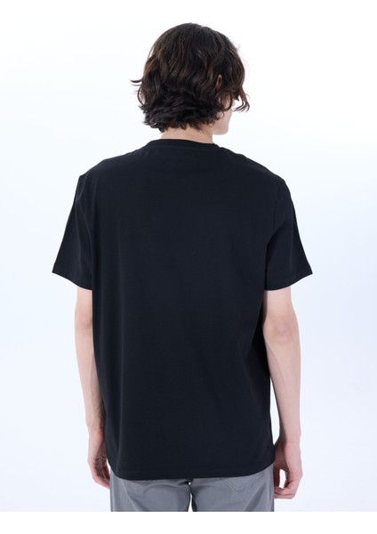 Bisiklet Yaka Baskılı Siyah Erkek T-Shirt M5SM-TST1290