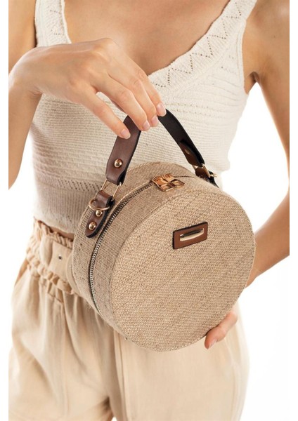 Hasır Kadın Yuvarlak Omuz Çantası