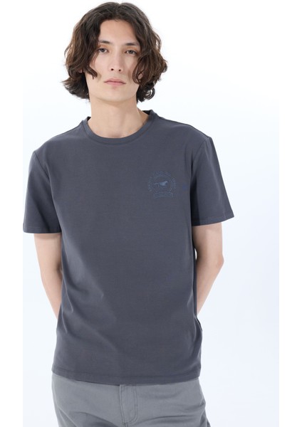 Bisiklet Yaka Baskılı Antrasit Erkek T-Shirt M5SM-TST1286