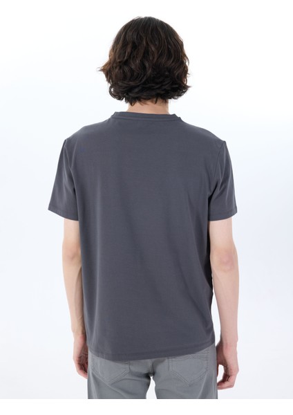 Bisiklet Yaka Baskılı Antrasit Erkek T-Shirt M5SM-TST1286 indirimleri