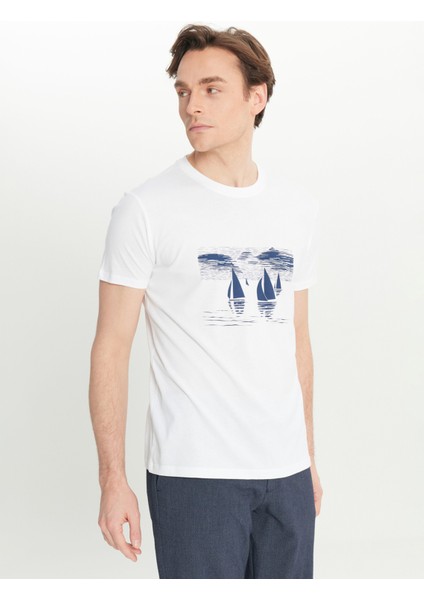 Bisiklet Yaka Baskılı Beyaz Erkek T-Shirt ACE091252393_BYZ modelleri