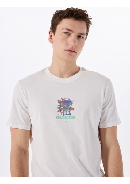 O Yaka Baskılı Beyaz Erkek T-Shirt Onsmınd Ons Logo Reg Ss Tee Cs fiyatları