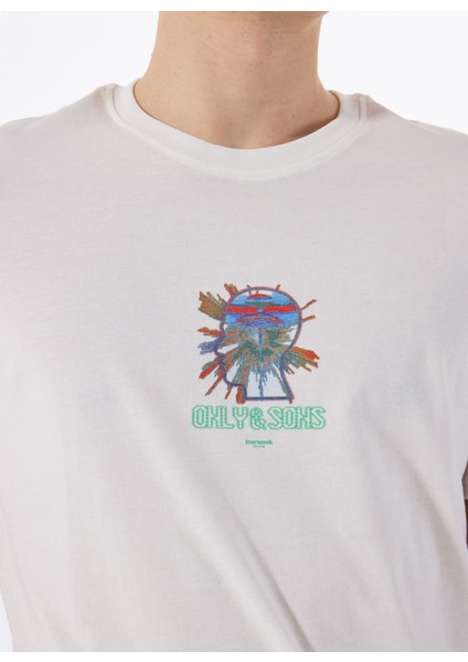 O Yaka Baskılı Beyaz Erkek T-Shirt Onsmınd Ons Logo Reg Ss Tee Cs indirimleri