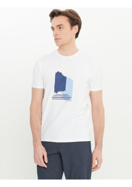 Bisiklet Yaka Baskılı Beyaz Erkek T-Shirt ACE091252066_BYZ modelleri