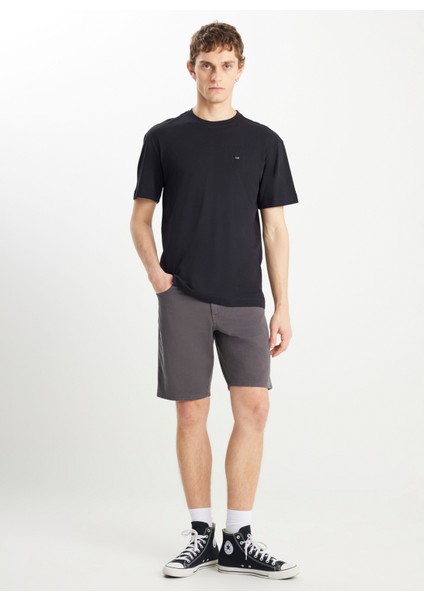 Bisiklet Yaka Siyah Erkek T-Shirt MW7NM203877001 Relaxed Fit Small