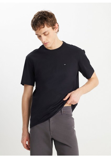 Bisiklet Yaka Siyah Erkek T-Shirt MW7NM203877001 Relaxed Fit Small