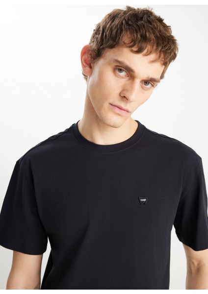 Bisiklet Yaka Siyah Erkek T-Shirt MW7NM203877001 Relaxed Fit Small