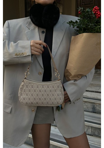Farme Monogram Bej Baget Ve Çapraz Çanta