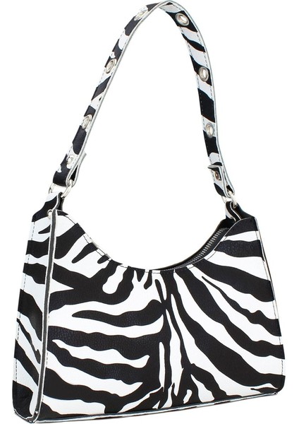 Kadın Zebra Desenli Baguette Çanta 195