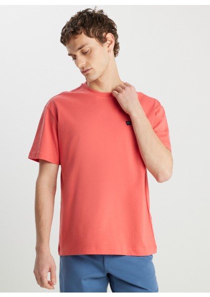 Bisiklet Yaka Kiremit Erkek T-Shirt MW7NM20387733L Relaxed Fit Small modelleri