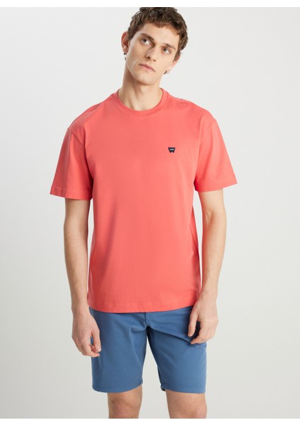 Bisiklet Yaka Kiremit Erkek T-Shirt MW7NM20387733L Relaxed Fit Small fırsatları