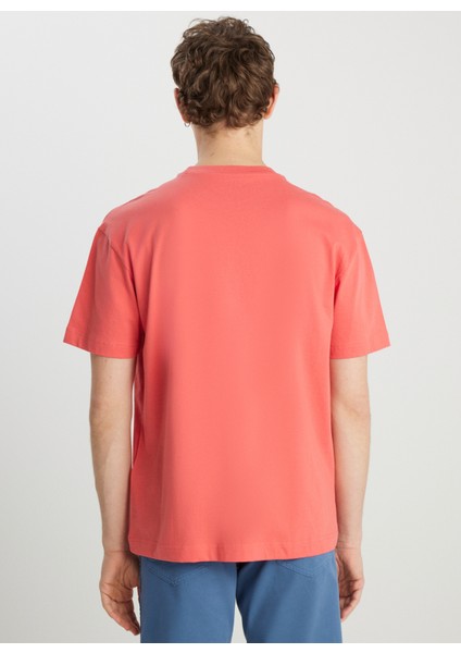 Bisiklet Yaka Kiremit Erkek T-Shirt MW7NM20387733L Relaxed Fit Small indirimleri