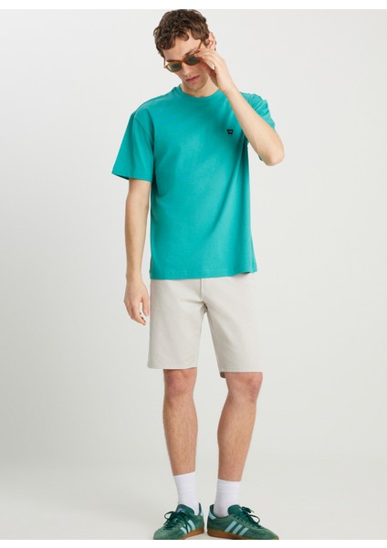 Bisiklet Yaka Yeşil Erkek T-Shirt MW7NM203877577 Relaxed Fit Small