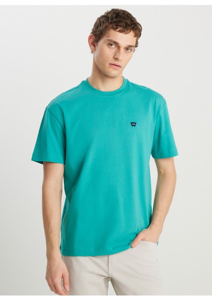 Bisiklet Yaka Yeşil Erkek T-Shirt MW7NM203877577 Relaxed Fit Small modelleri