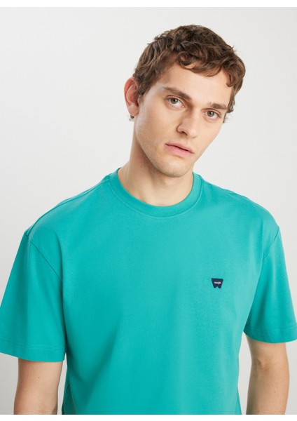 Bisiklet Yaka Yeşil Erkek T-Shirt MW7NM203877577 Relaxed Fit Small fırsatları