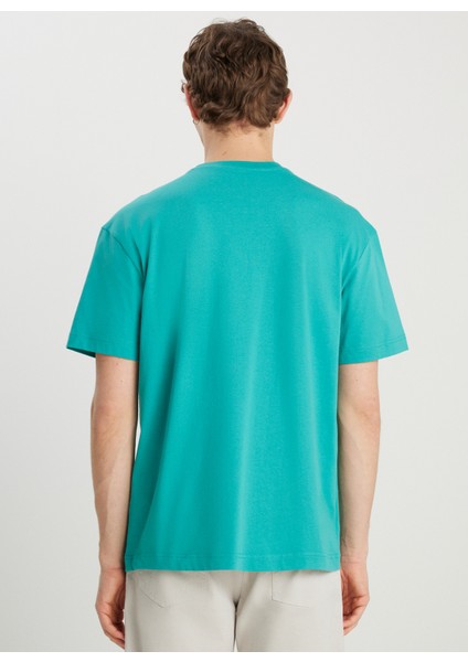 Bisiklet Yaka Yeşil Erkek T-Shirt MW7NM203877577 Relaxed Fit Small indirimleri