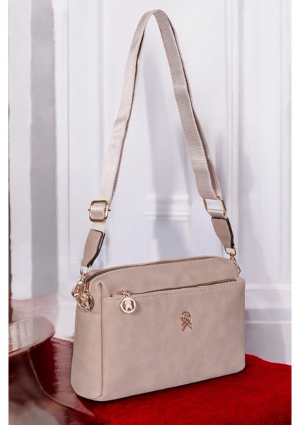 Kadın Vizon 3 Bölmeli Astarlı Ayarlanabilir Kolon Askılı Çapraz Omuz Çantası modelleri