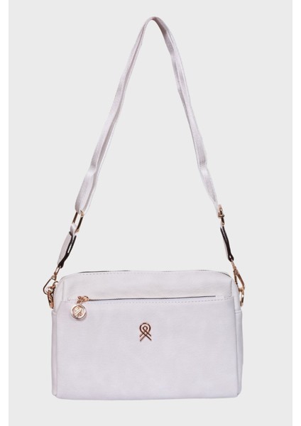 Kadın Beyaz 3 Bölmeli Astarlı Ayarlanabilir Kolon Askılı Çapraz Omuz Çantası modelleri