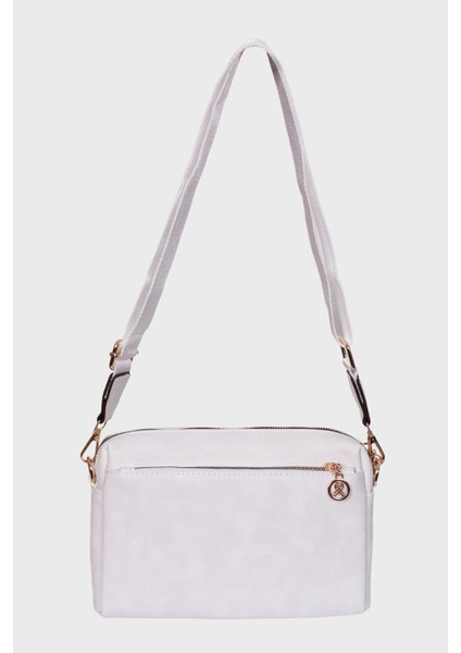 Kadın Beyaz 3 Bölmeli Astarlı Ayarlanabilir Kolon Askılı Çapraz Omuz Çantası indirimleri