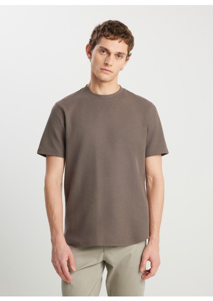 Bisiklet Yaka Haki Erkek T-Shirt W2510718801 Haki T-Shirt