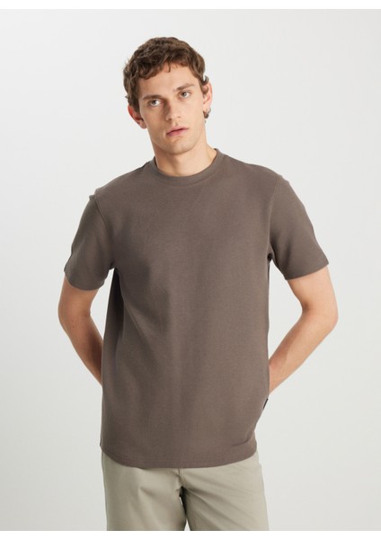 Bisiklet Yaka Haki Erkek T-Shirt W2510718801 Haki T-Shirt modelleri